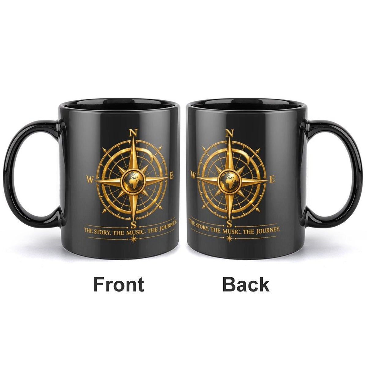 Pexlerian Gold Compass Black Mug