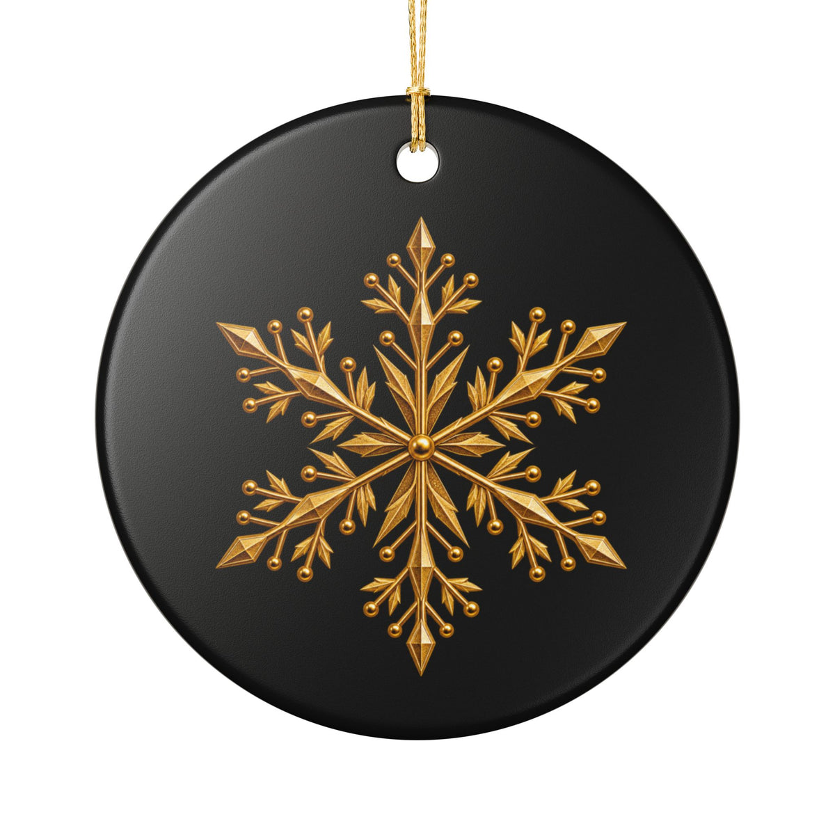 Pexlerian Gold Ceramic Snowflake & “Merry Christmas” Holiday Decoration