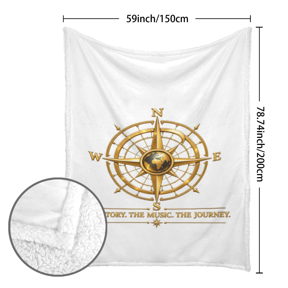 Pexlerian Gold Compass Blanket - White
