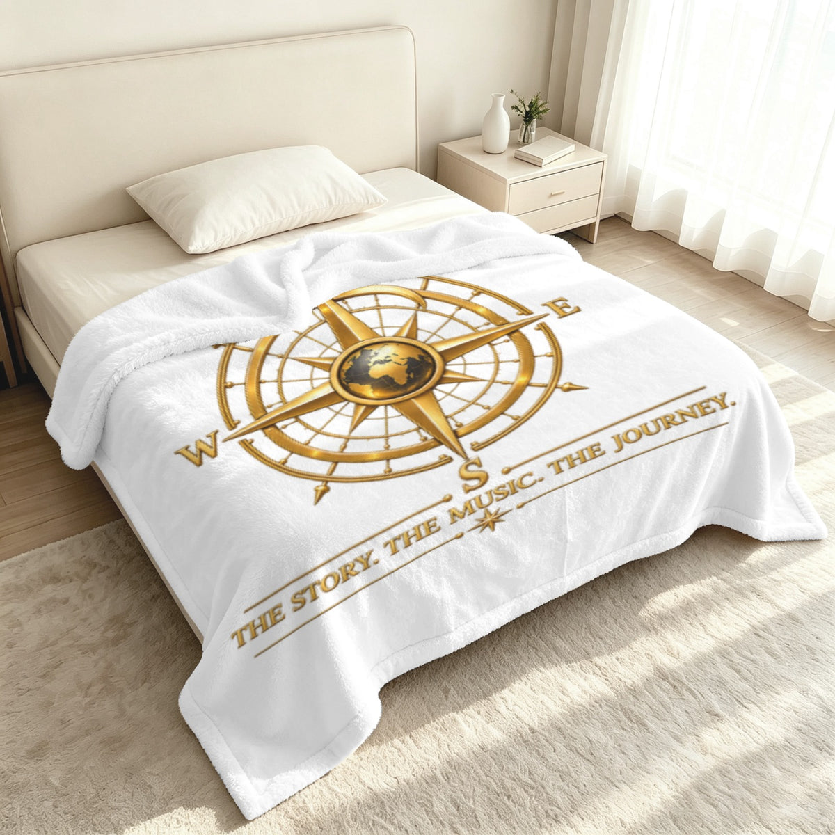 Pexlerian Gold Compass Blanket - White