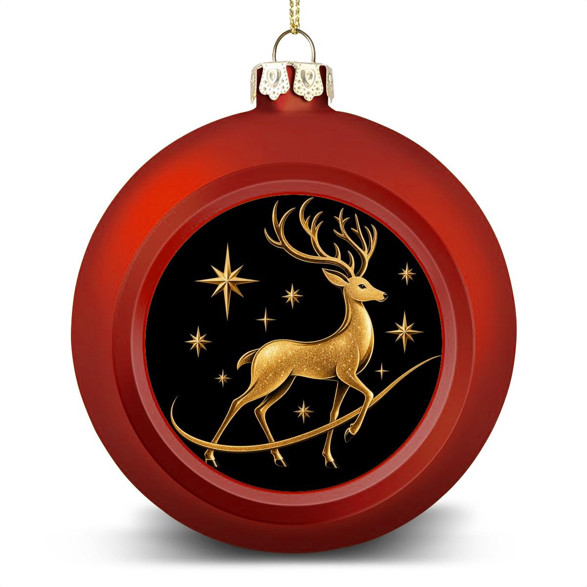Pexlerian Christmas Ball Ornament – Gold Reindeer