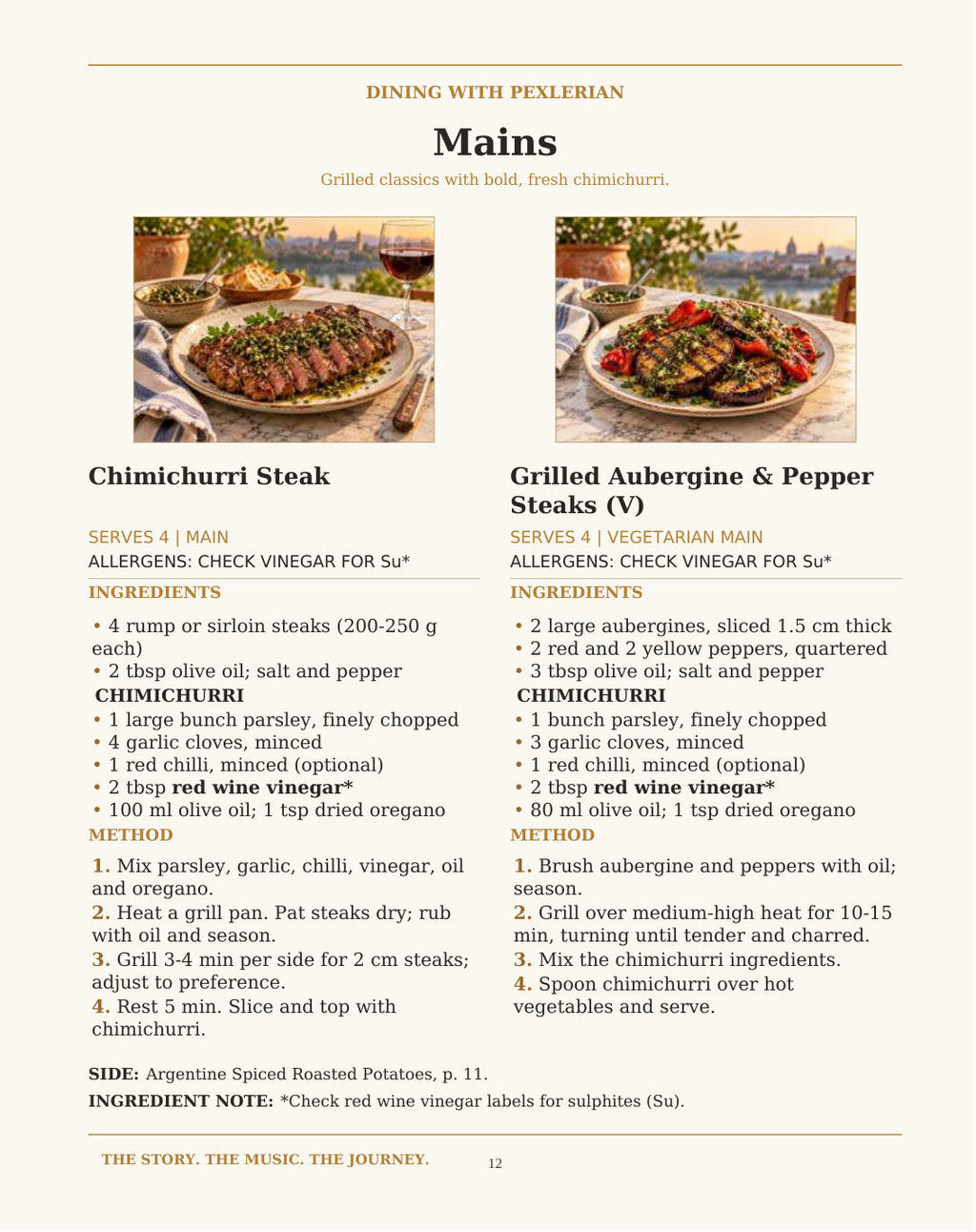 Inside the ebook: Argentina main courses, two recipes with photographs