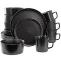 Elama Luxmatte Black 16 Piece Dinnerware Set-0