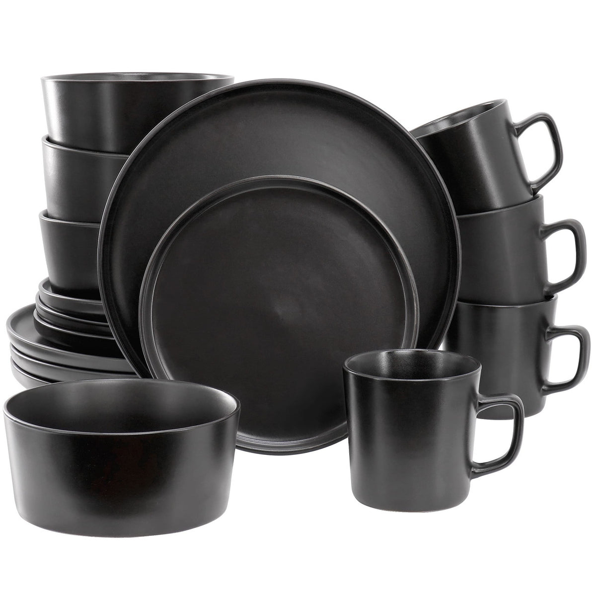 Elama Luxmatte Black 16 Piece Dinnerware Set-0