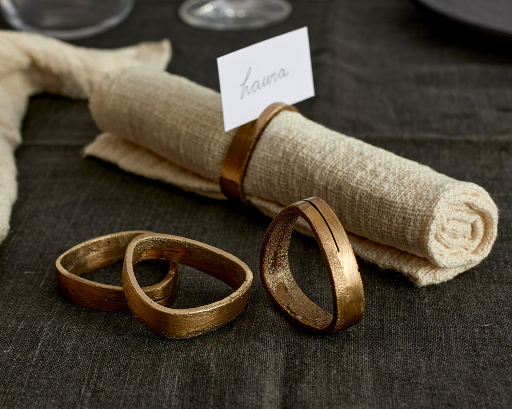 Tyra Brass Napkin Rings – Set of 4