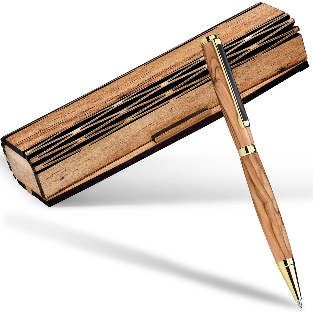Olive Wood Ballpoint Pen with Wooden Gift Box