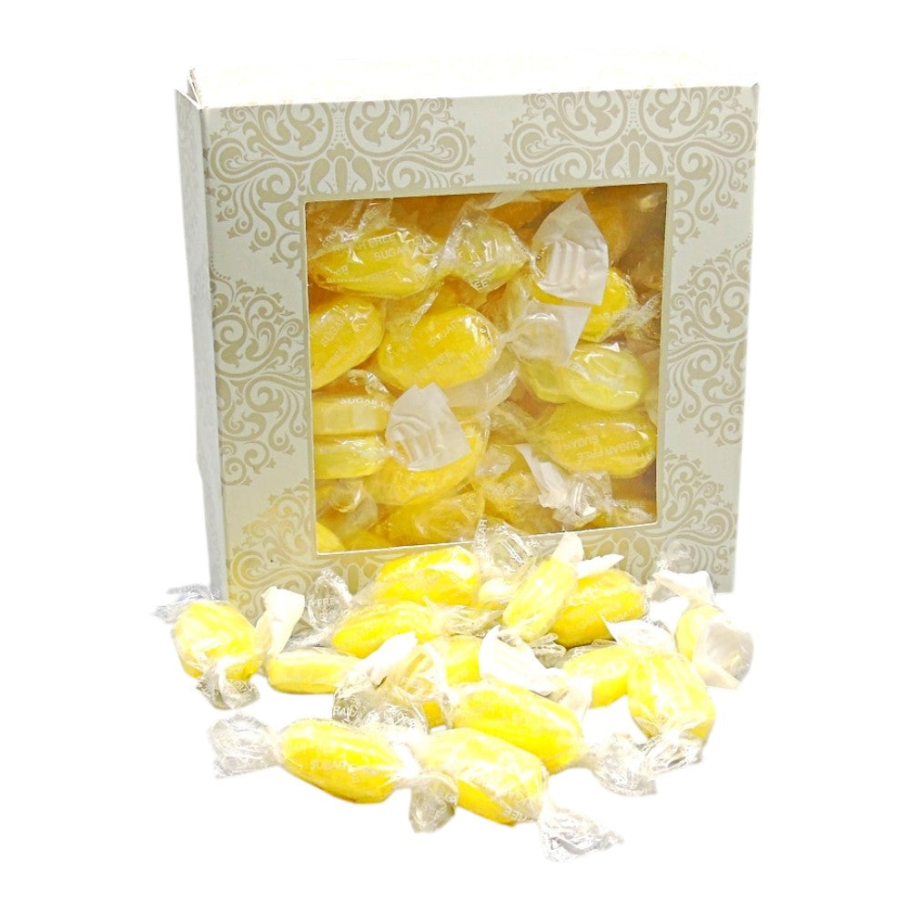 300g Square Window Pattern Box of Sugar Free Sherbet Lemons