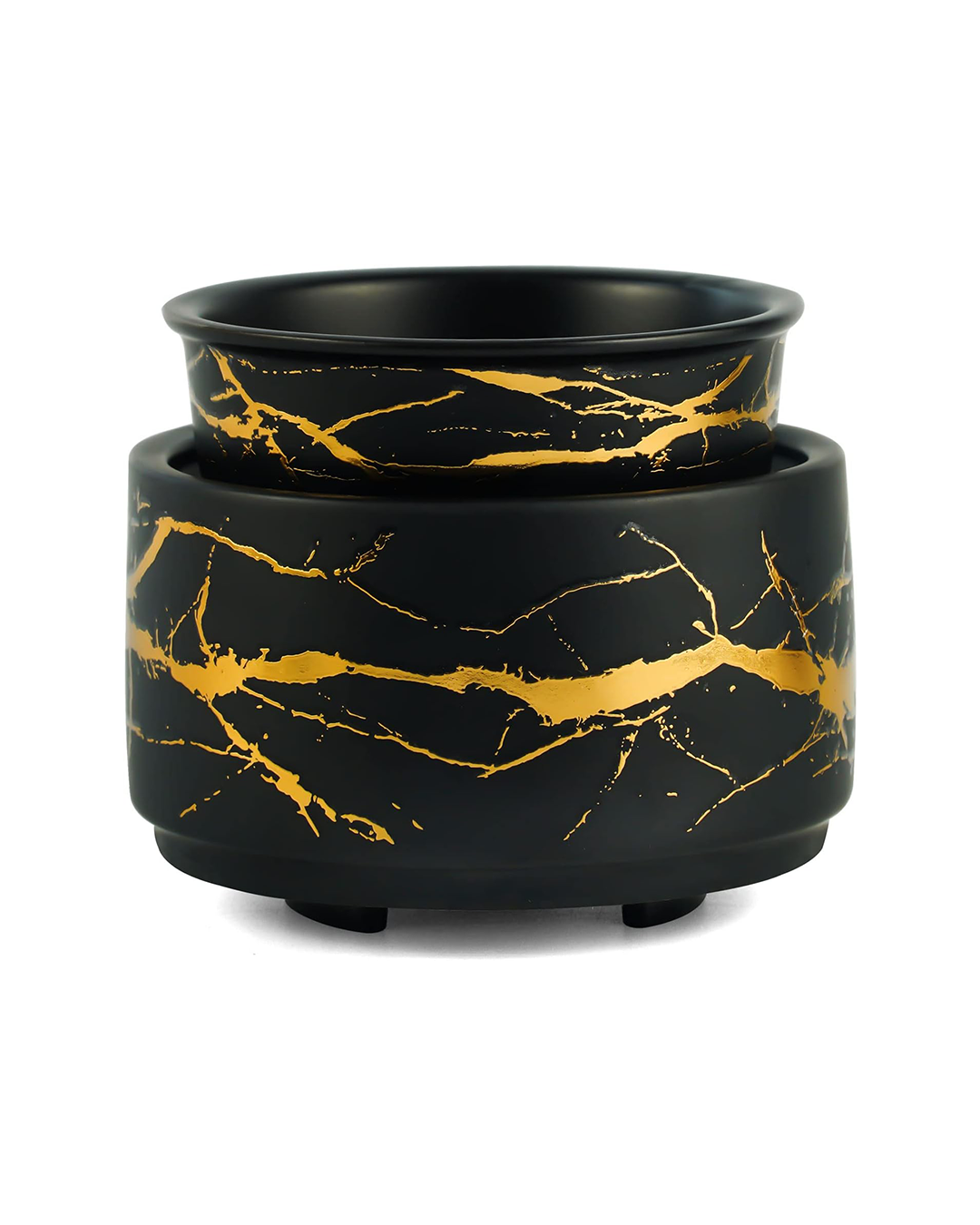 Wax Melt Burner Ceramic 3-in-1 Oil Burner Electric Candle Wax Burner (Black Gold)-0