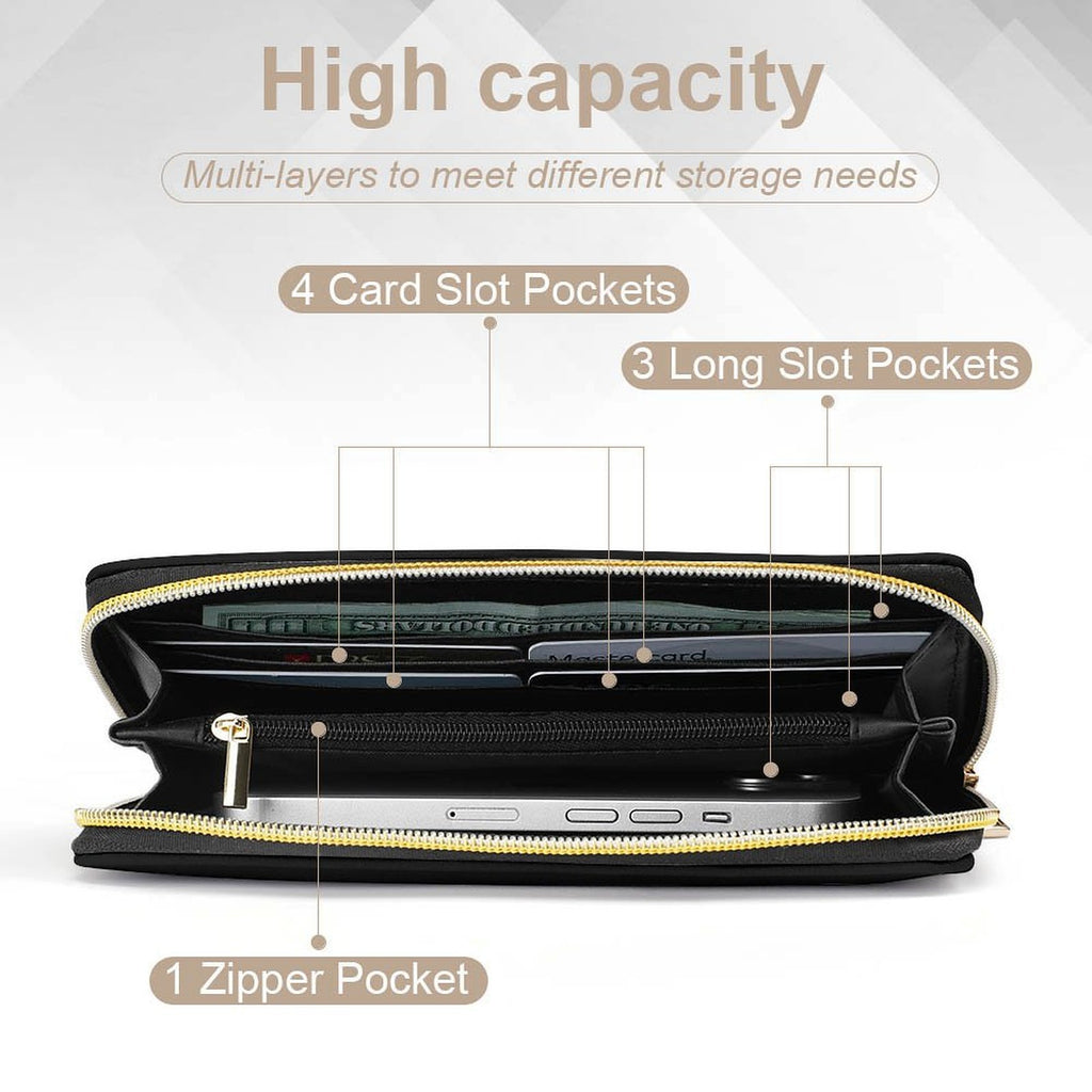 Pexlerian Gold Compass Women’s Wallet - Black