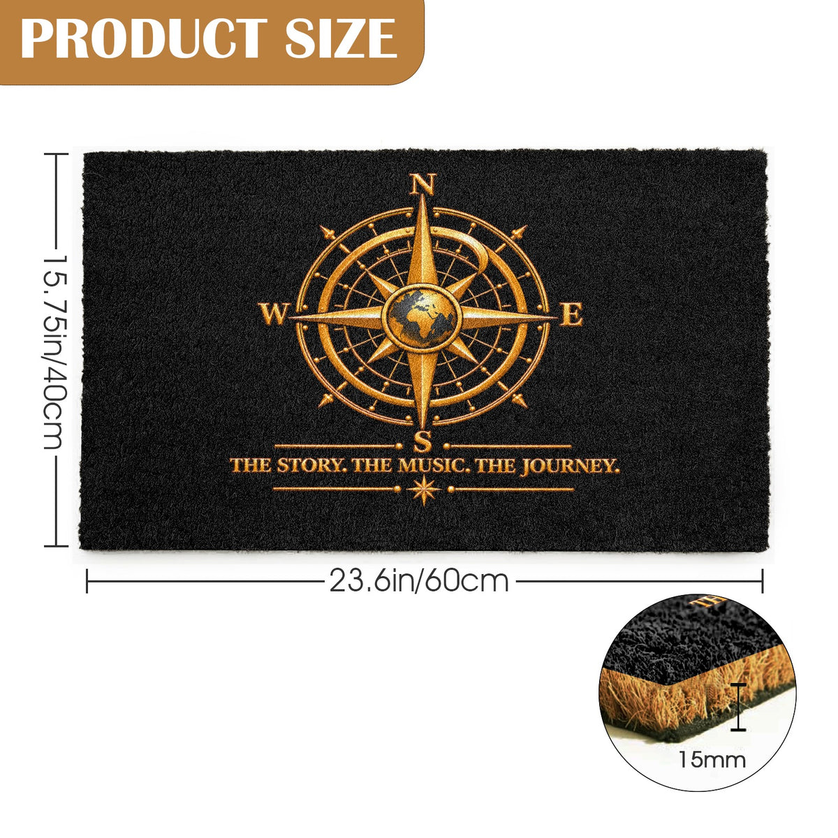 Pexlerian Premium Coir Doormat – 60 × 40 cm