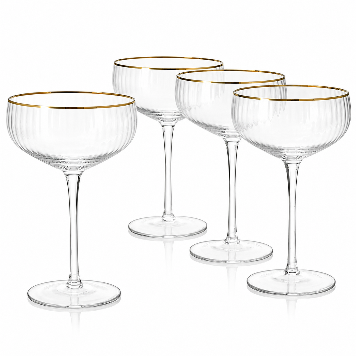 Gold-Rim Coupe Glasses – Set of 4