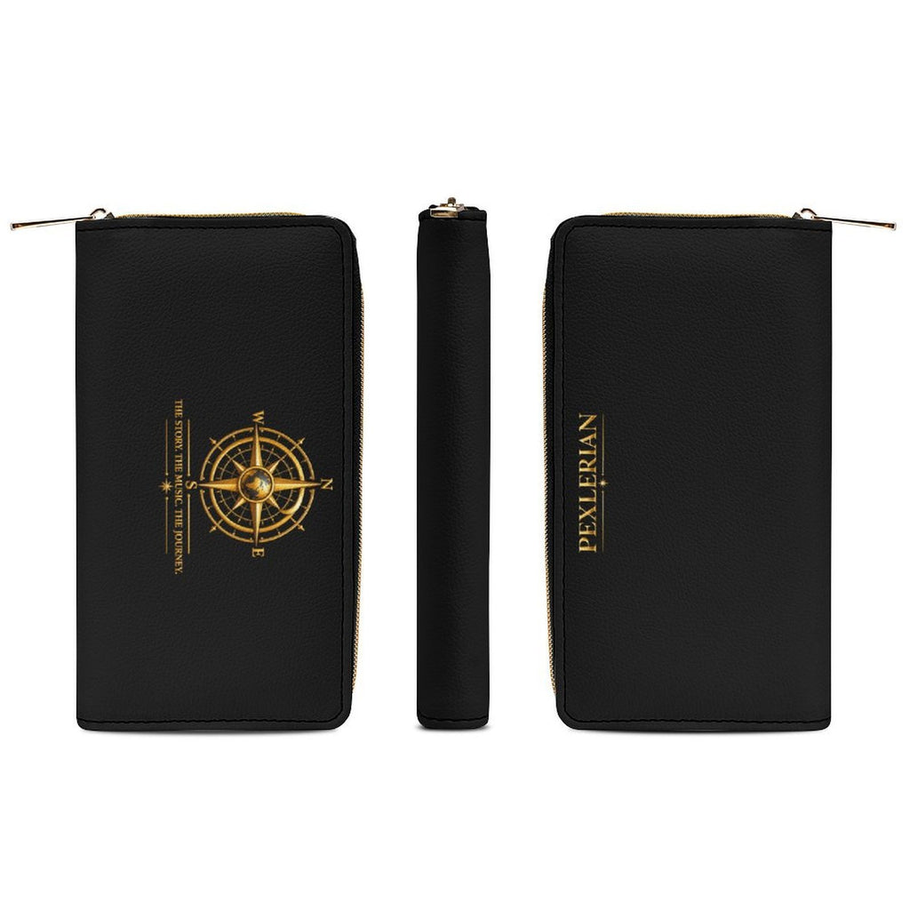 Pexlerian Gold Compass Women’s Wallet - Black