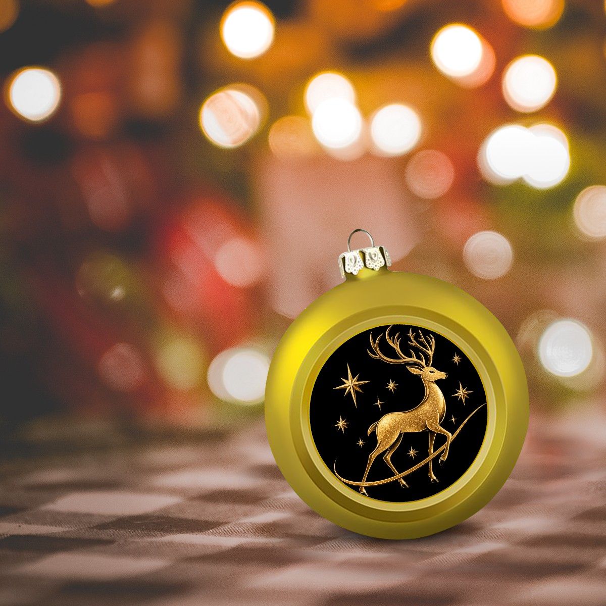 Pexlerian Christmas Ball Ornament – Gold Reindeer