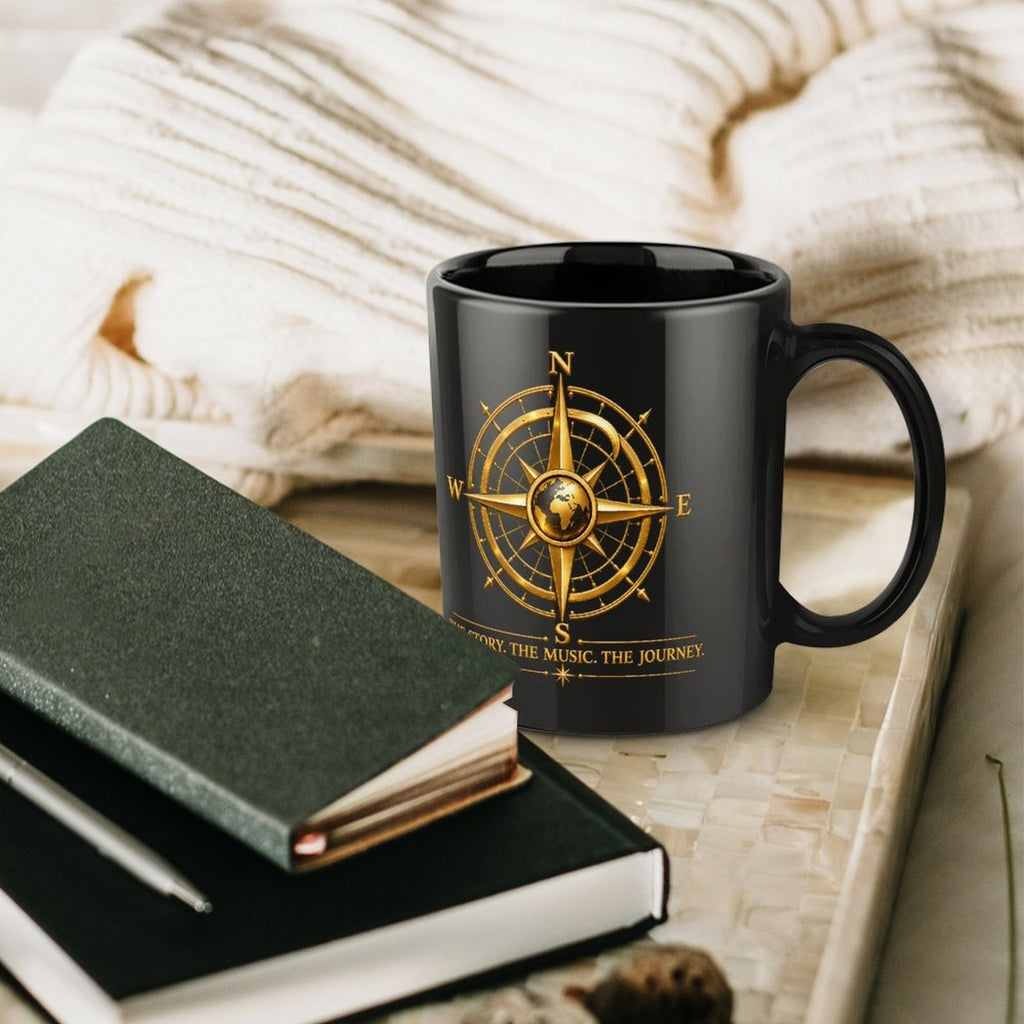 Pexlerian Gold Compass Black Mug